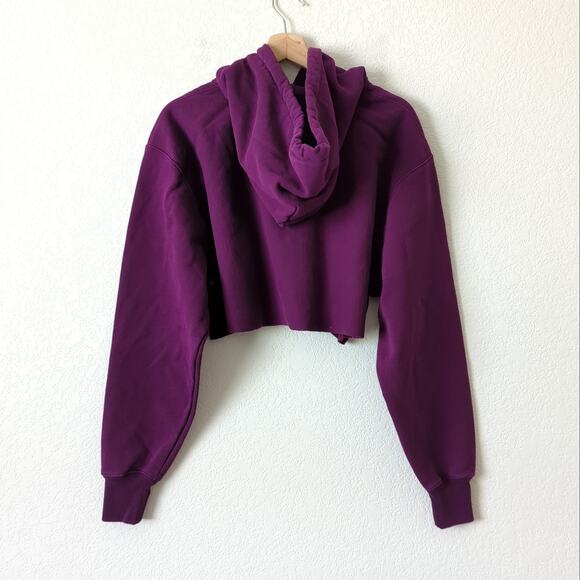 Champion Crop Hoodie Sweatshirt Medium Reverse Weave Purple Cut Off Cropped - Picture 4 of 8
